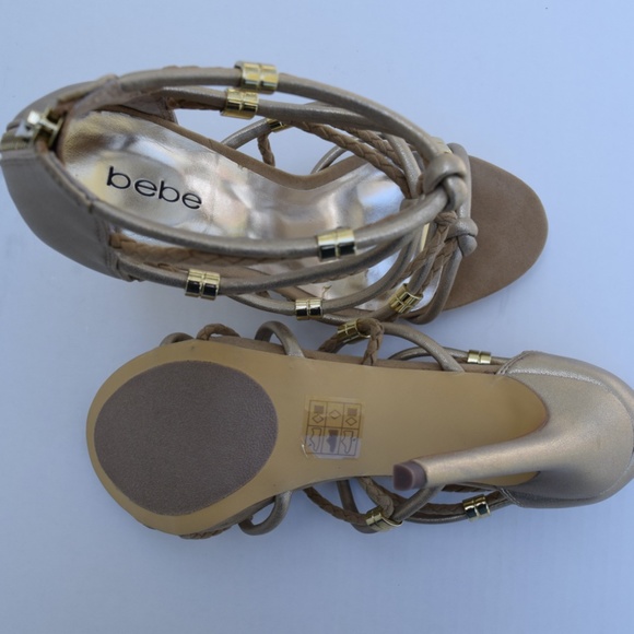 Womens BEBE Gold High Heel Sandal Size 9 - Picture 5 of 5